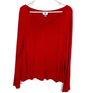 Old Navy Long Sleeve Swing Top Saucy Red XL EUC